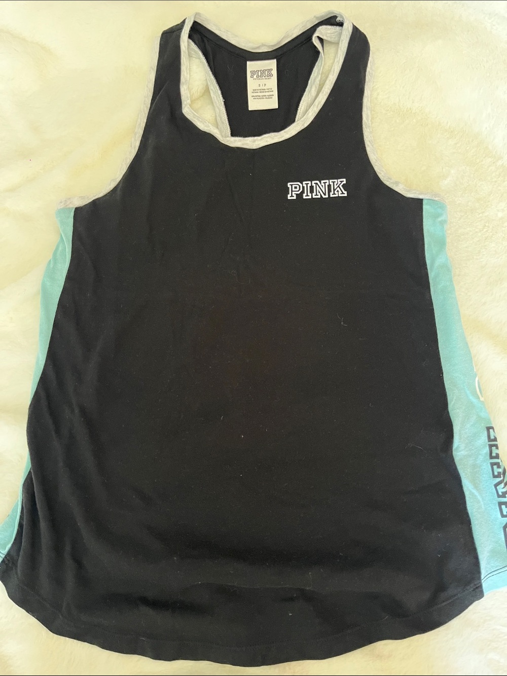 PINK Victoria's Secret Black Tank with White Trim